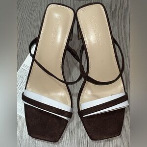 The Drop Avery Coffee Bean Sandal Heels, NWT, Size 8